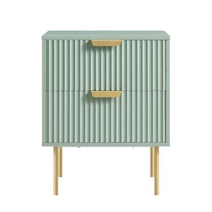 Richmond Ridged 2 Drawer Bedside Table, Matte Sage Green