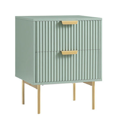 Richmond Ridged 2 Drawer Bedside Table, Matte Sage Green