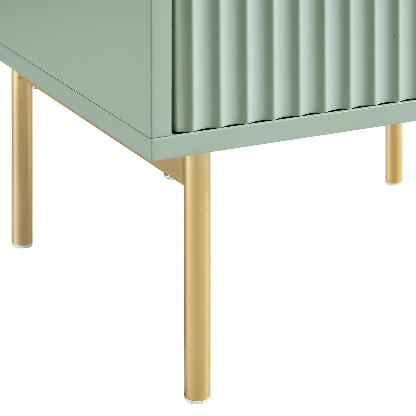 Richmond Ridged 2 Drawer Bedside Table, Matte Sage Green