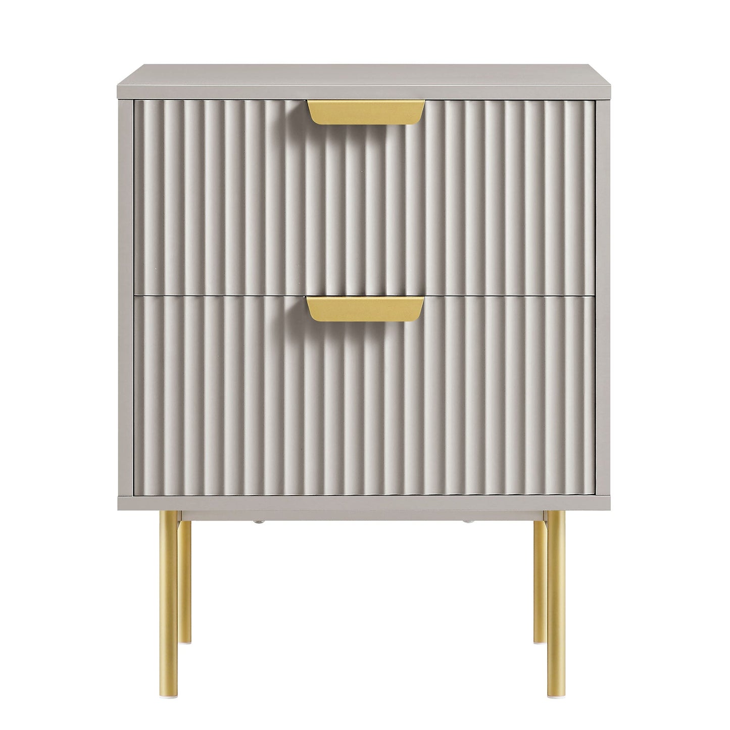 Richmond Ridged 2 Drawer Bedside Table, Matte Taupe