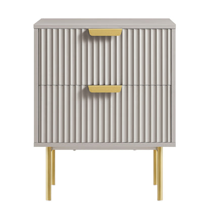 Richmond Ridged 2 Drawer Bedside Table, Matte Taupe