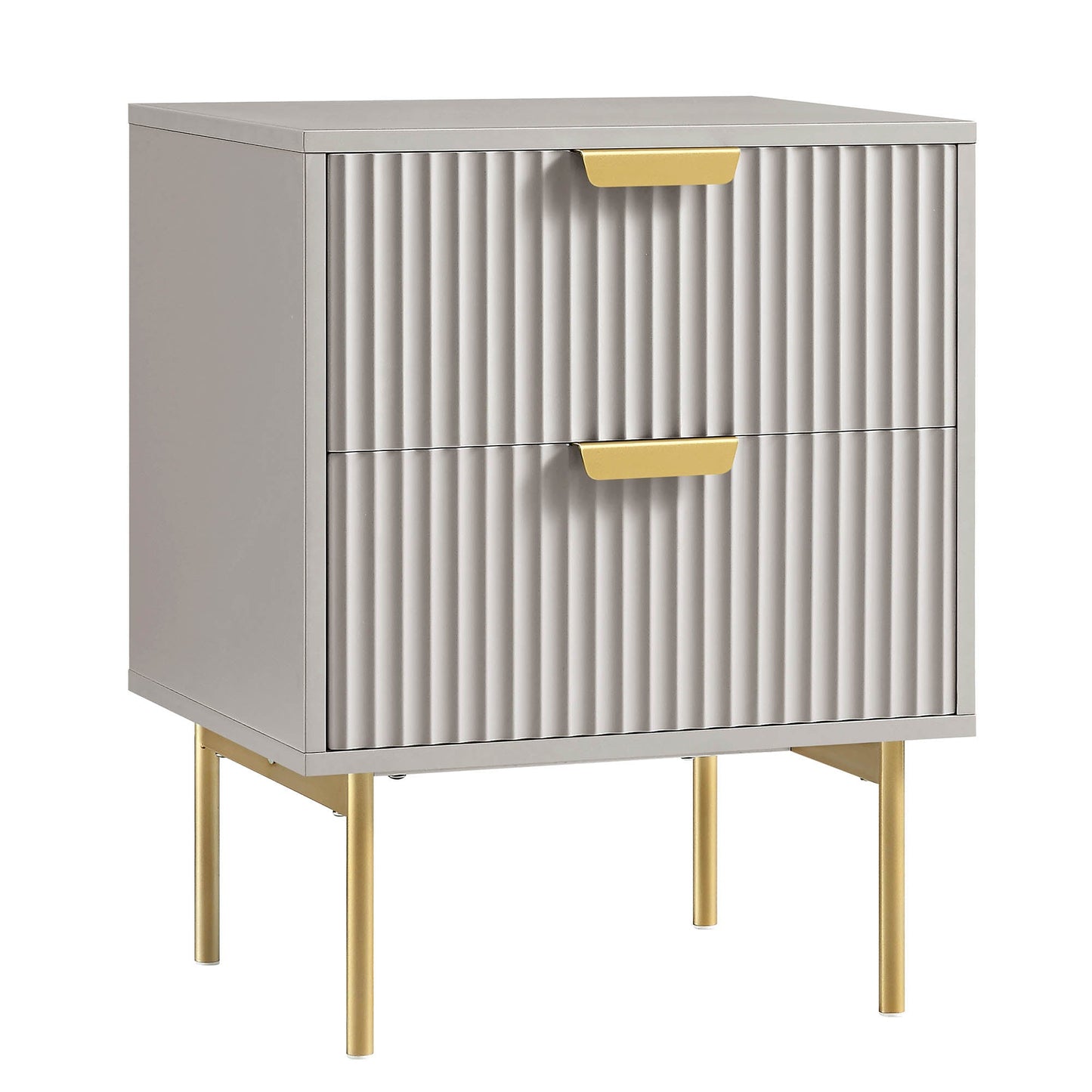 Richmond Ridged 2 Drawer Bedside Table, Matte Taupe