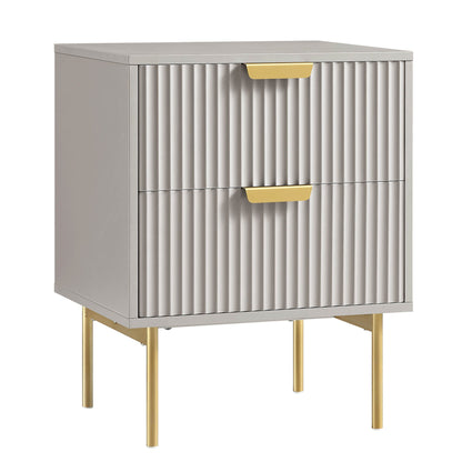 Richmond Ridged 2 Drawer Bedside Table, Matte Taupe