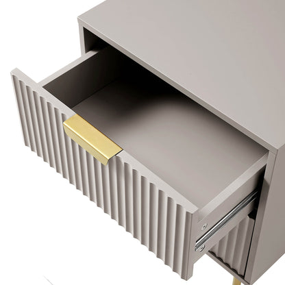 Richmond Ridged 2 Drawer Bedside Table, Matte Taupe