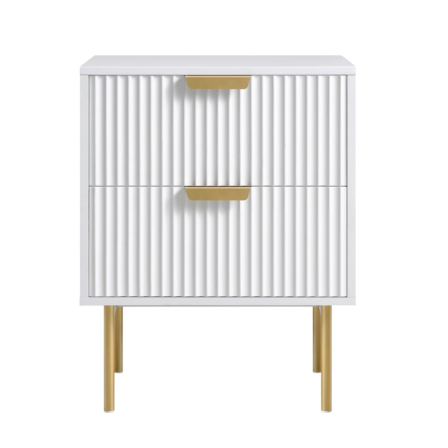 Richmond Ridged 2 Drawer Bedside Table, Matte White