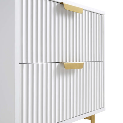 Richmond Ridged 2 Drawer Bedside Table, Matte White