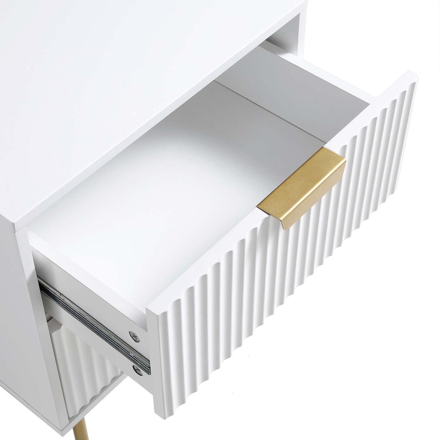 Richmond Ridged 2 Drawer Bedside Table, Matte White