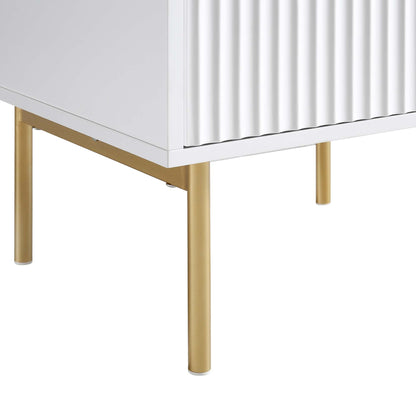 Richmond Ridged 2 Drawer Bedside Table, Matte White