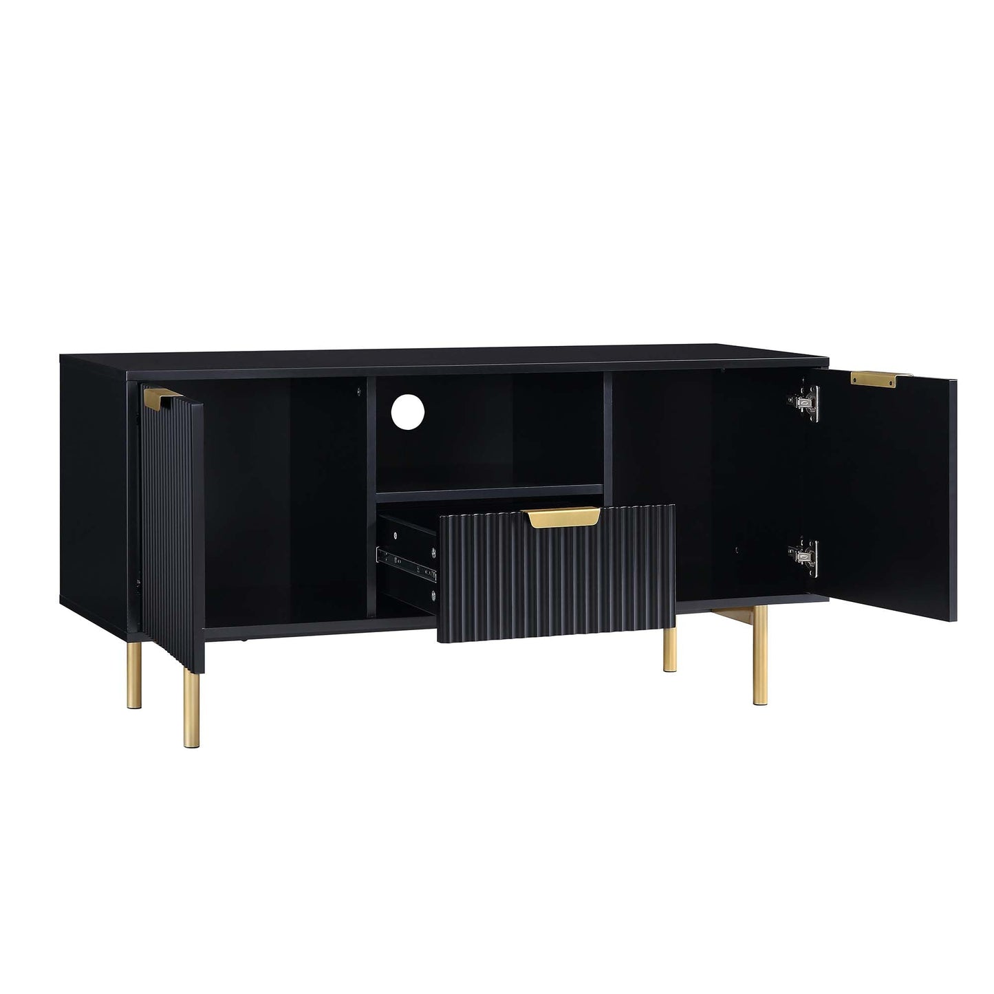 Richmond Ridged 120cm Wide TV Media Unit, Matte Black