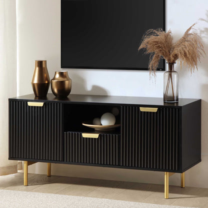Richmond Ridged 120cm Wide TV Media Unit, Matte Black
