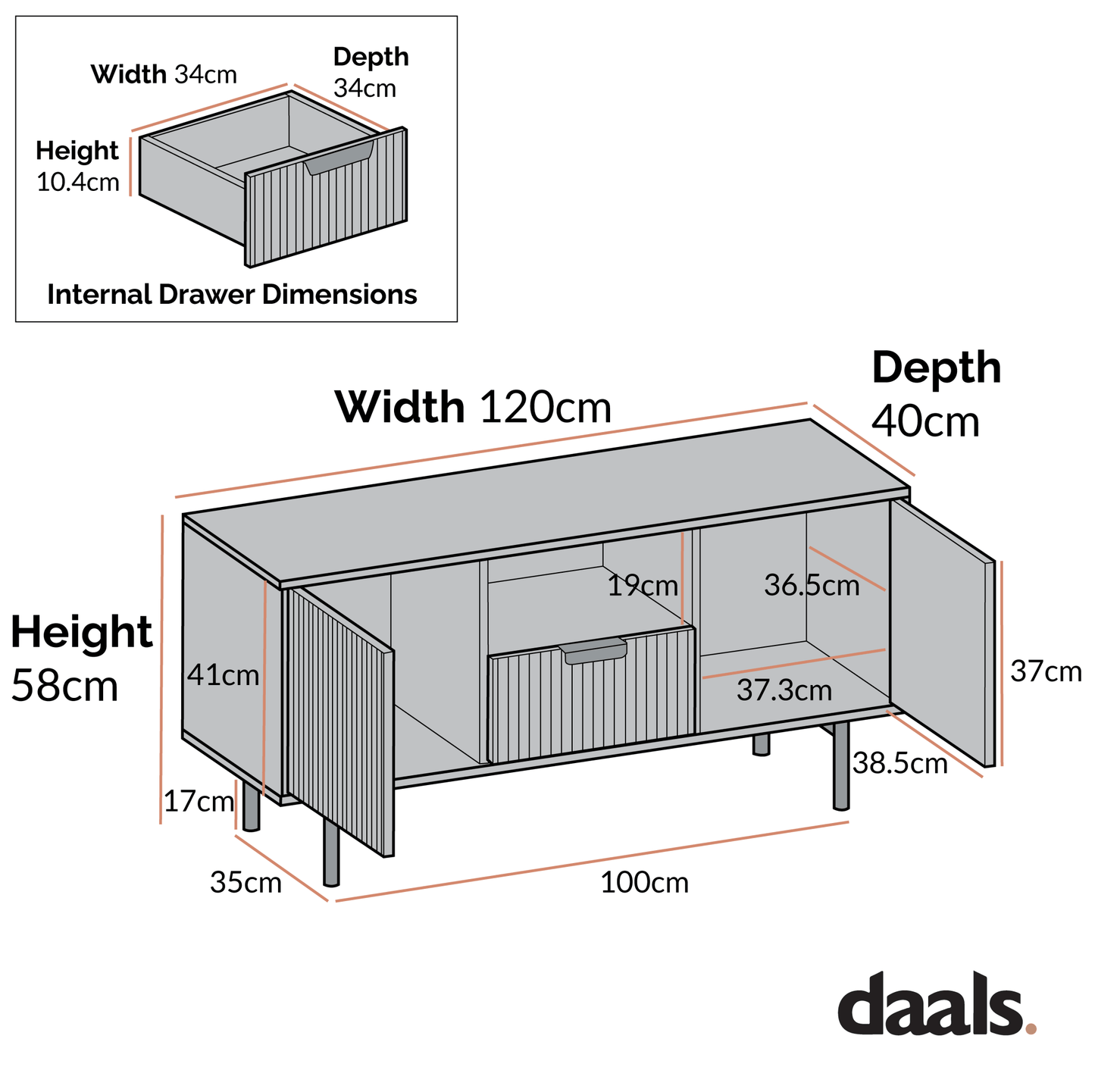 Richmond Ridged 120cm Wide TV Media Unit, Matte Sage Green
