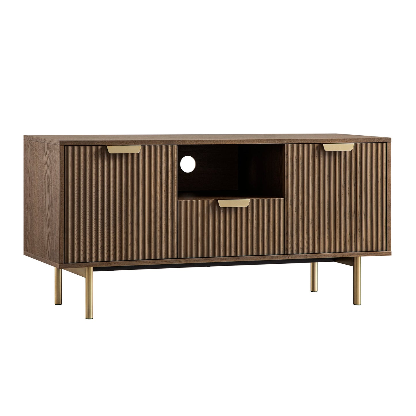 Richmond Ridged 120cm Wide TV Media Unit, Dark Ash