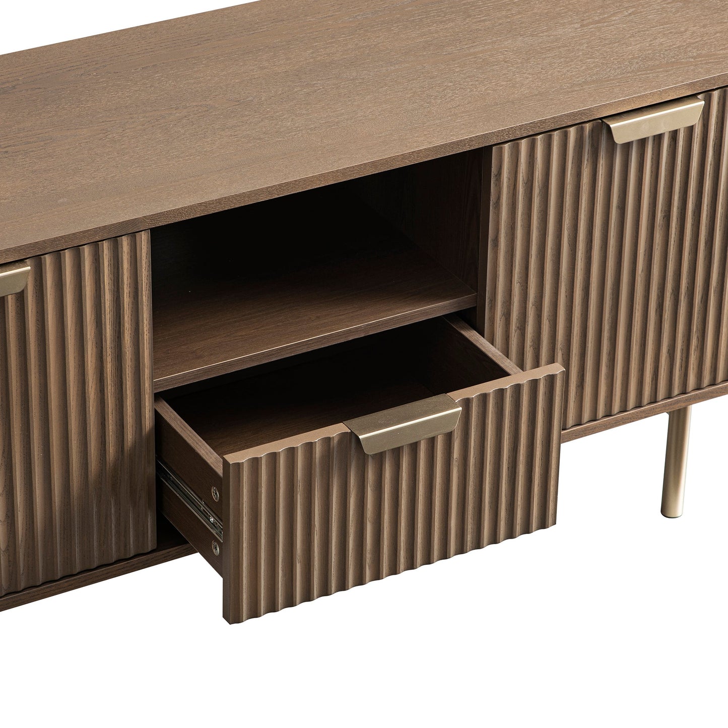 Richmond Ridged 120cm Wide TV Media Unit, Dark Ash