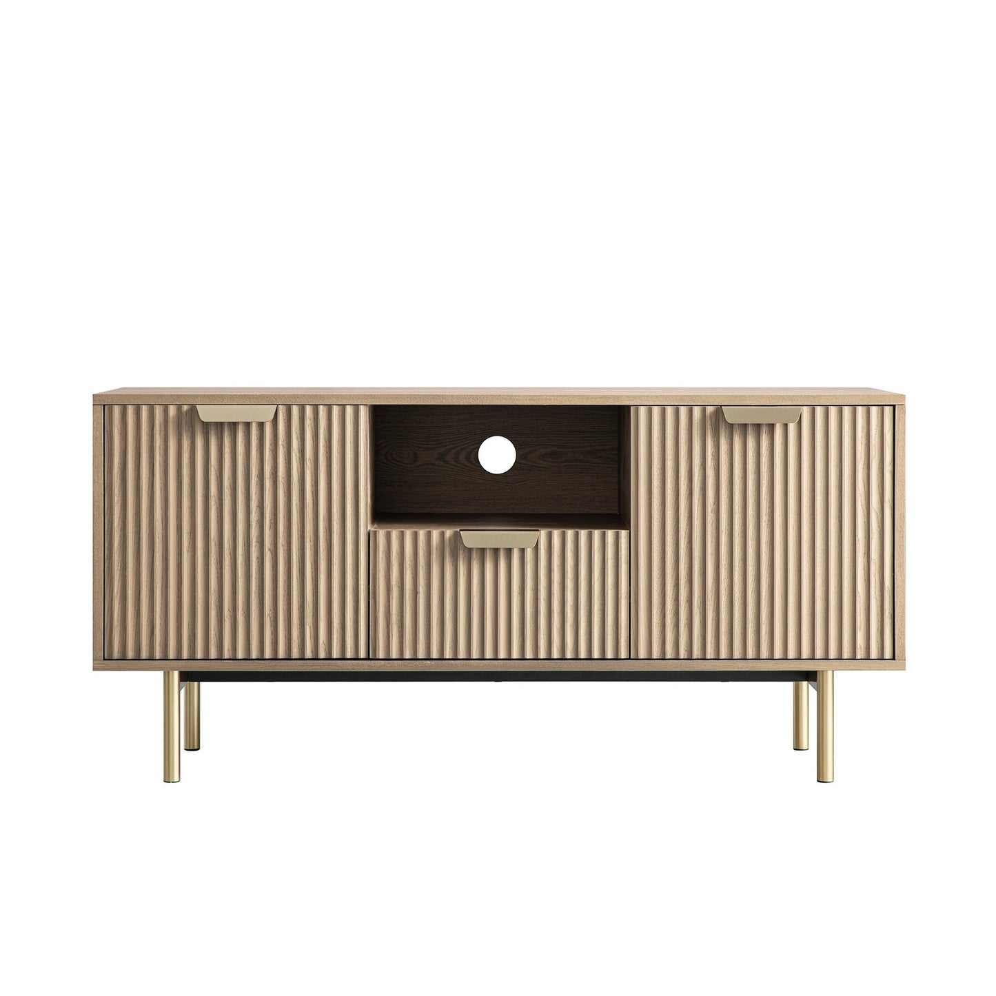 Richmond Ridged 120cm Wide TV Media Unit, Light Ash