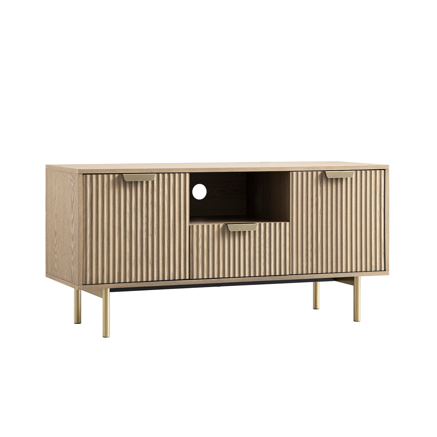 Richmond Ridged 120cm Wide TV Media Unit, Light Ash
