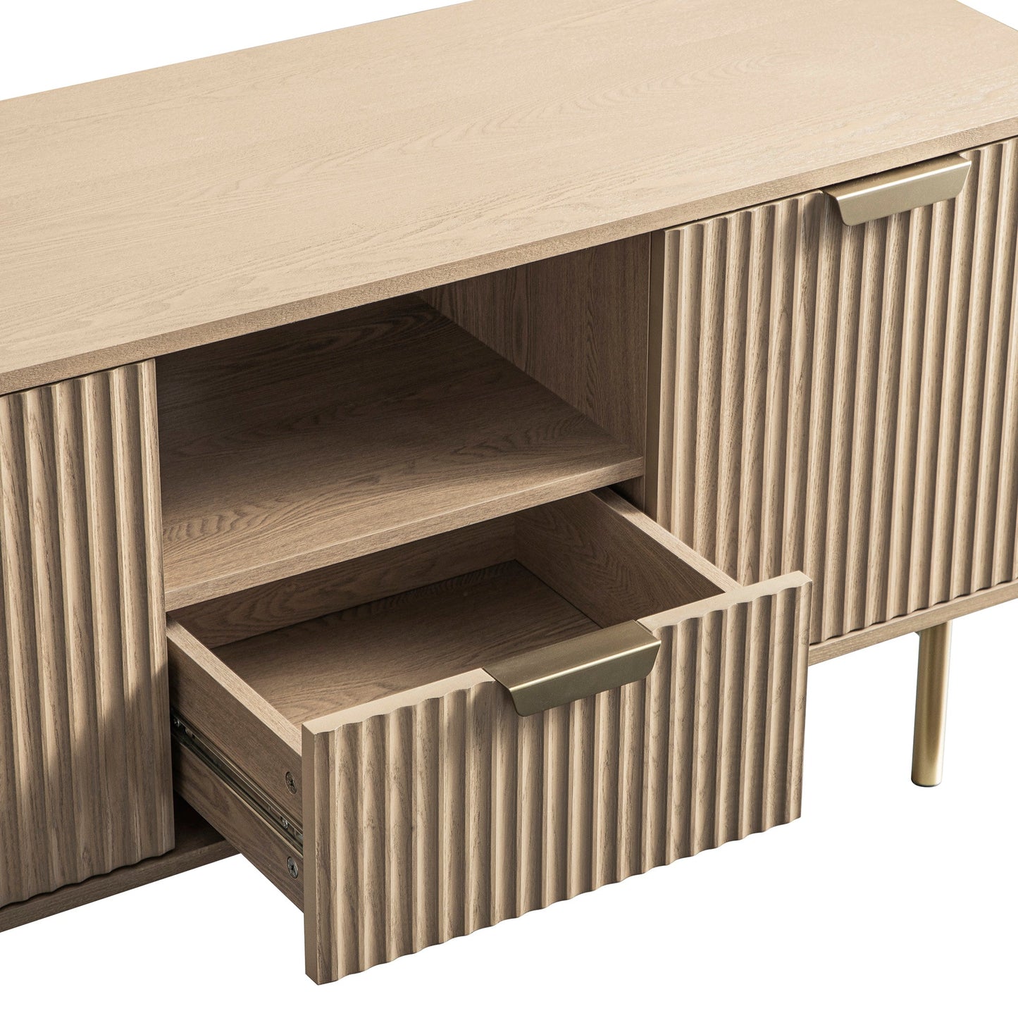 Richmond Ridged 120cm Wide TV Media Unit, Light Ash