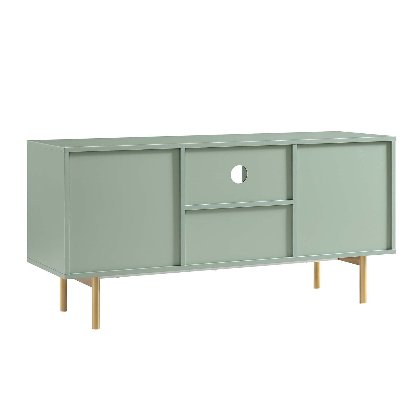 Richmond Ridged 120cm Wide TV Media Unit, Matte Sage Green
