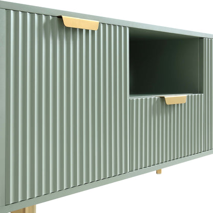 Richmond Ridged 120cm Wide TV Media Unit, Matte Sage Green