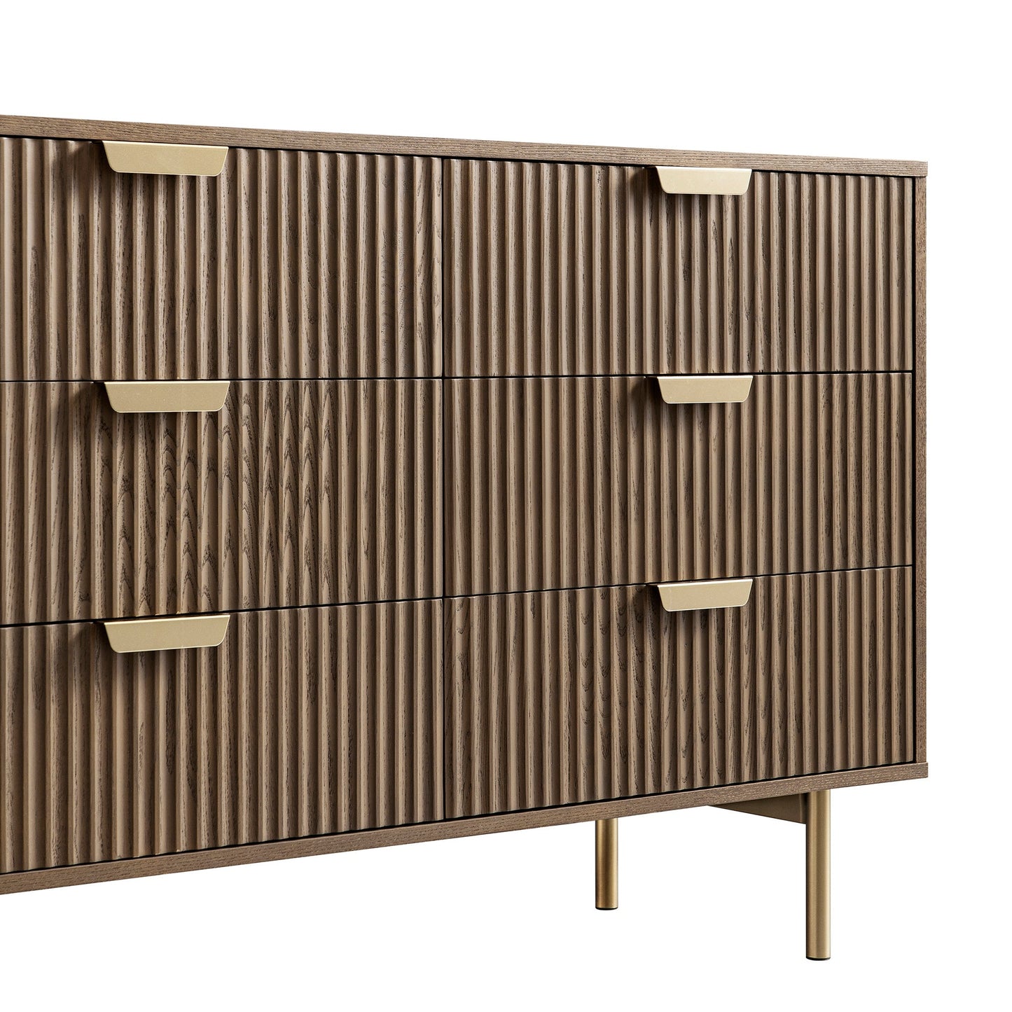 Richmond Ridged Wide Chest of 6 Drawers, Dark Ash