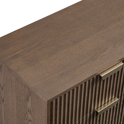 Richmond Ridged Wide Chest of 6 Drawers, Dark Ash