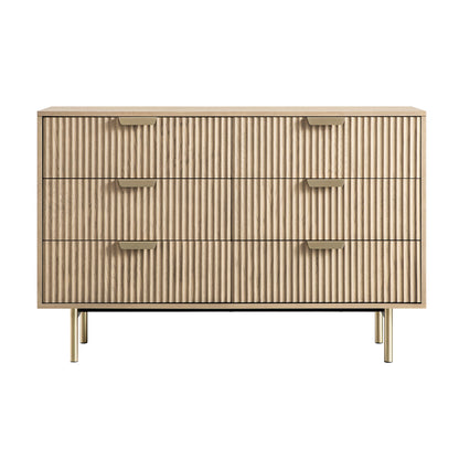 Richmond Ridged Wide Chest of 6 Drawers, Light Ash