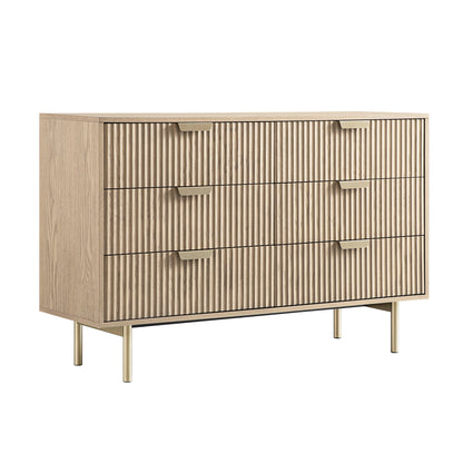 Richmond Ridged Wide Chest of 6 Drawers, Light Ash