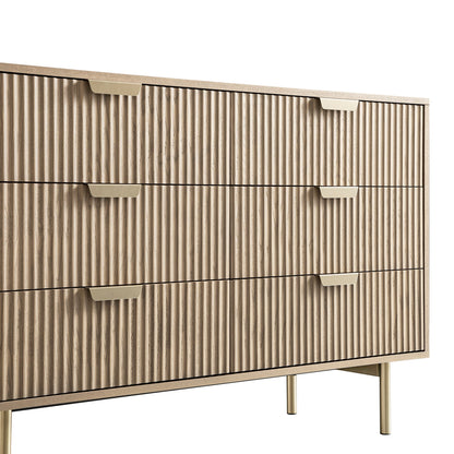 Richmond Ridged Wide Chest of 6 Drawers, Light Ash
