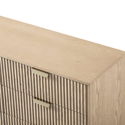 Richmond Ridged Wide Chest of 6 Drawers, Light Ash