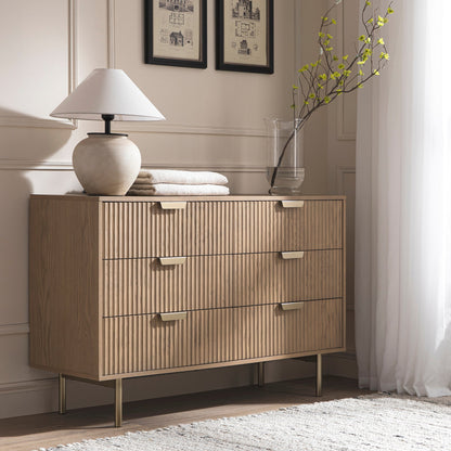 Richmond Ridged Wide Chest of 6 Drawers, Light Ash