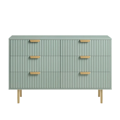 Richmond Ridged Wide Chest of 6 Drawers, Matte Sage Green