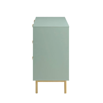 Richmond Ridged Wide Chest of 6 Drawers, Matte Sage Green