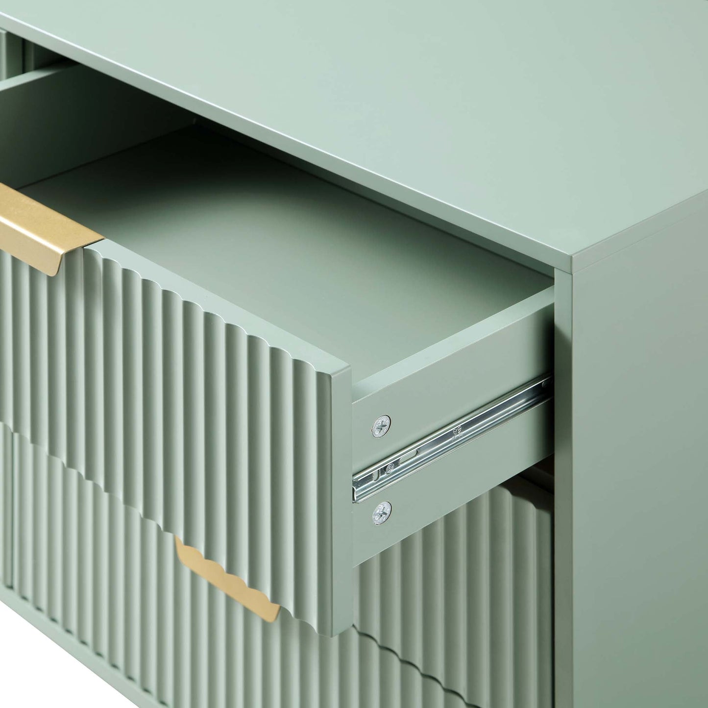 Richmond Ridged Wide Chest of 6 Drawers, Matte Sage Green