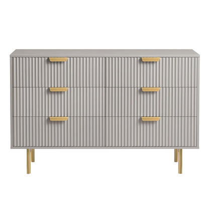 Richmond Ridged Wide Chest of 6 Drawers, Matte Taupe