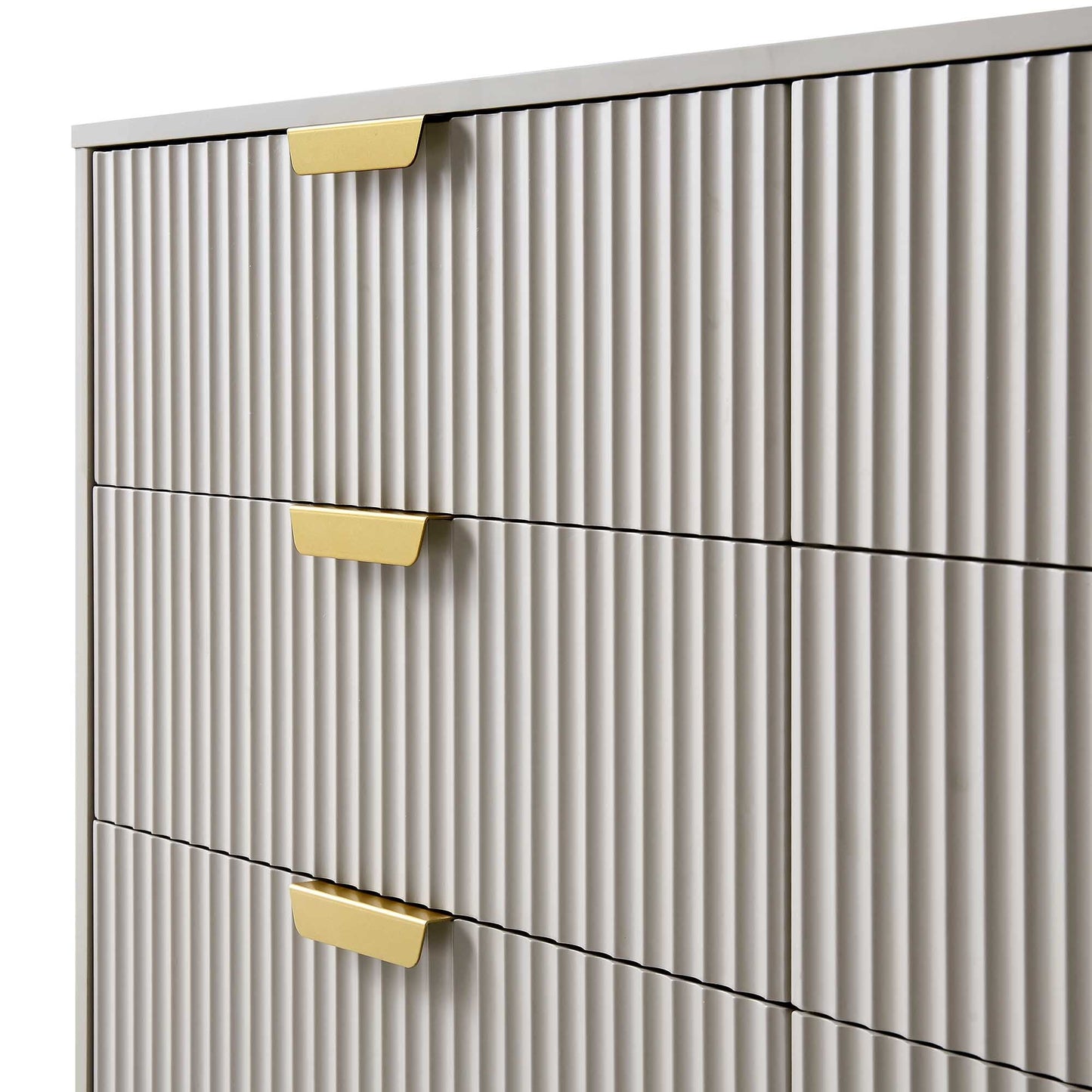 Richmond Ridged Wide Chest of 6 Drawers, Matte Taupe