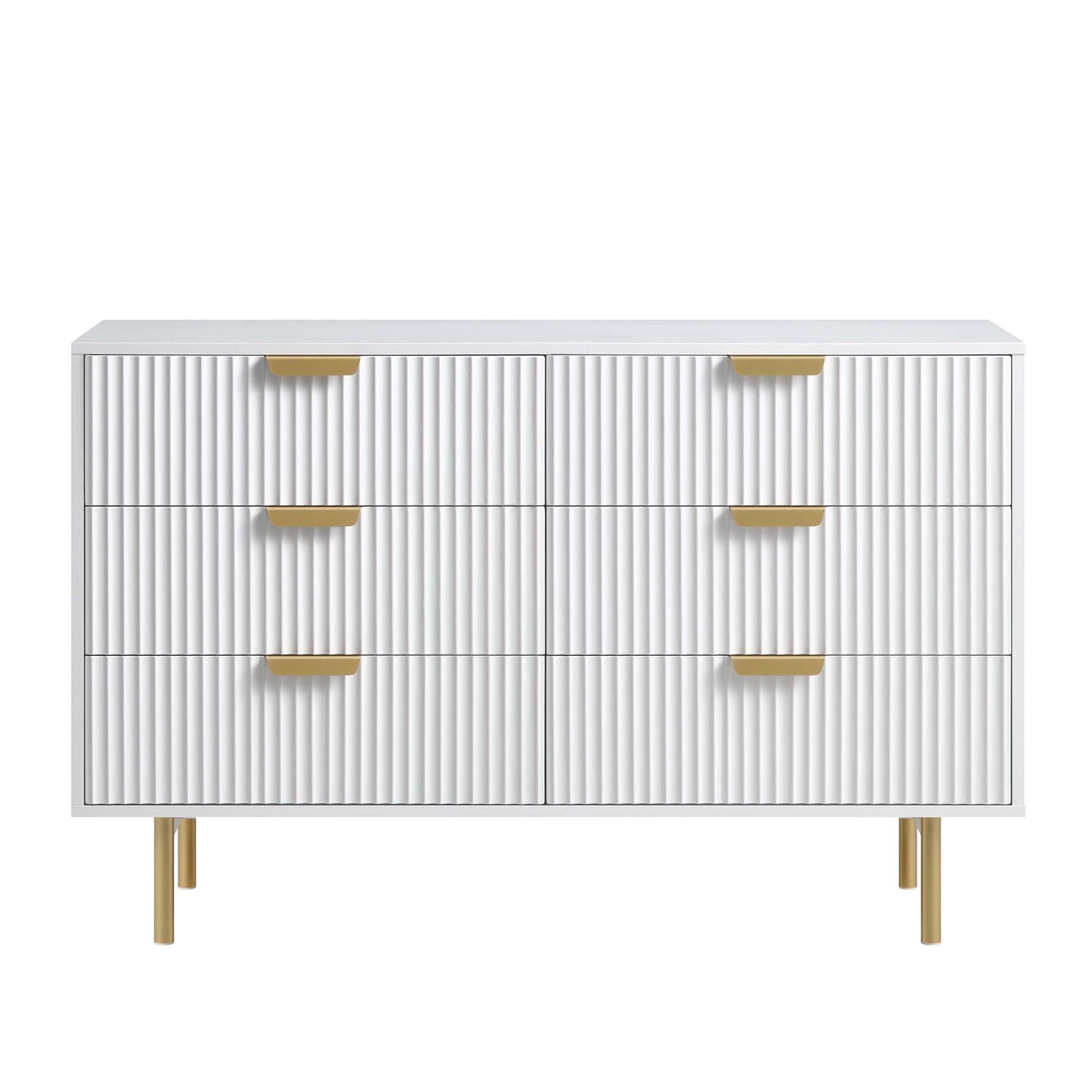 Richmond Ridged Wide Chest of 6 Drawers, Matte White