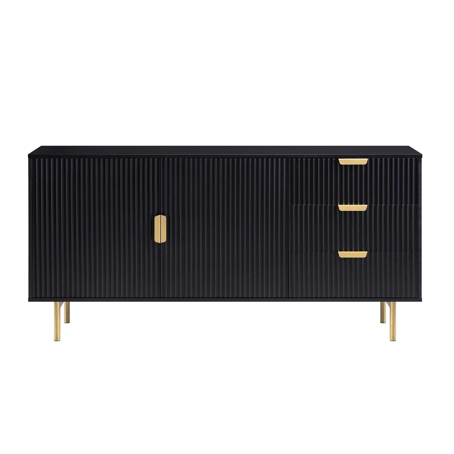 Richmond Ridged Large Sideboard, Matte Black