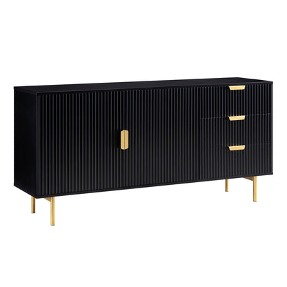 Richmond Ridged Large Sideboard, Matte Black