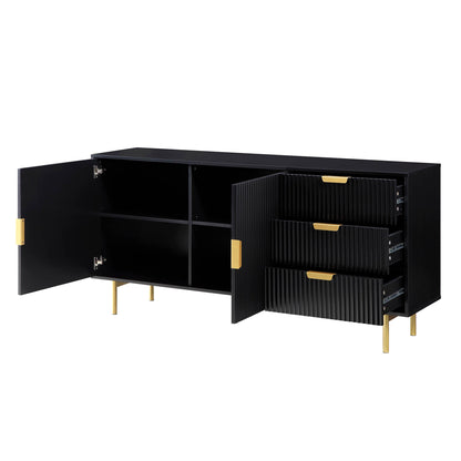 Richmond Ridged Large Sideboard, Matte Black