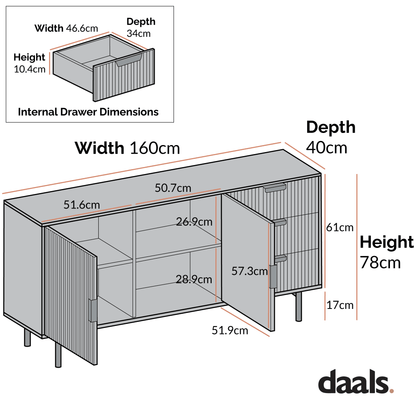 Richmond Ridged Large Sideboard, Matte Sage Green