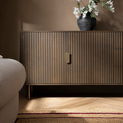 Richmond Ridged Large Sideboard, Dark Ash