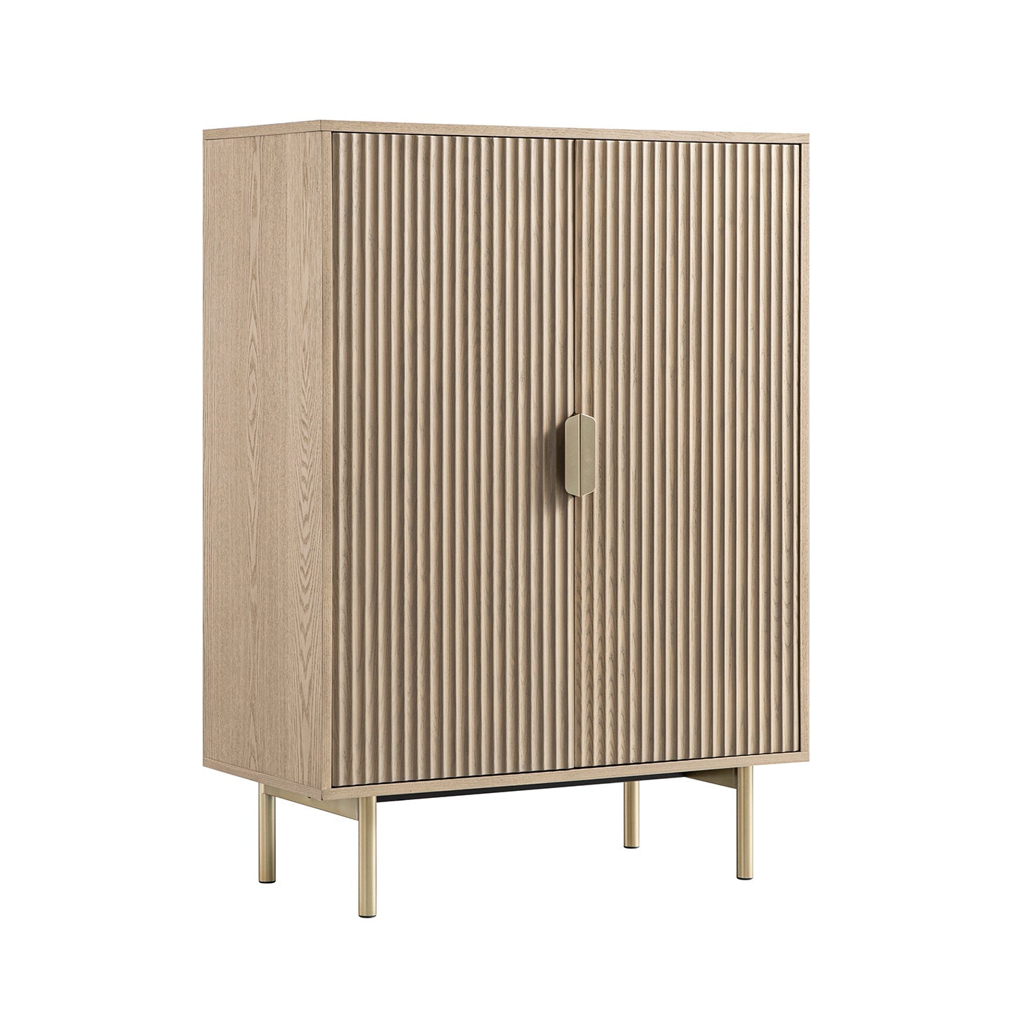 Richmond Ridged Highboard Storage Cabinet, Light Ash