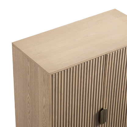 Richmond Ridged Highboard Storage Cabinet, Light Ash