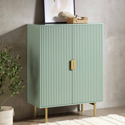 Richmond Ridged Highboard Storage Cabinet, Matte Sage Green