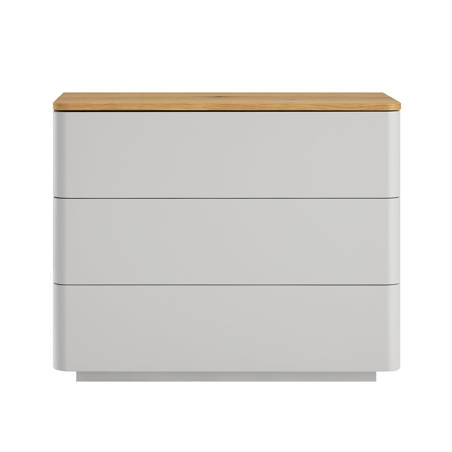 Agnes Curved Edge Chest of 3 Drawers, Dove Grey with Oak Top