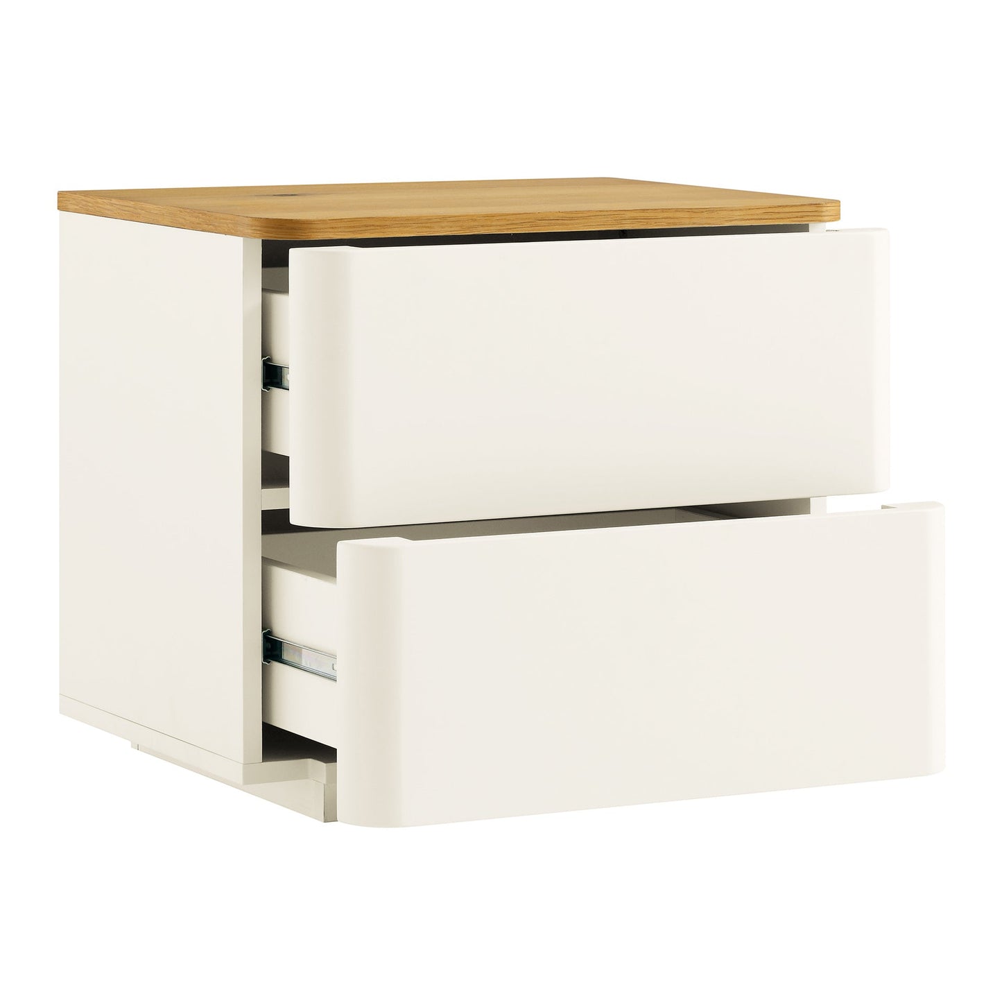 Agnes Curved Edge 2 Drawer Bedside Table, White