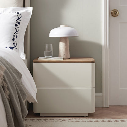Agnes Curved Edge 2 Drawer Bedside Table, White