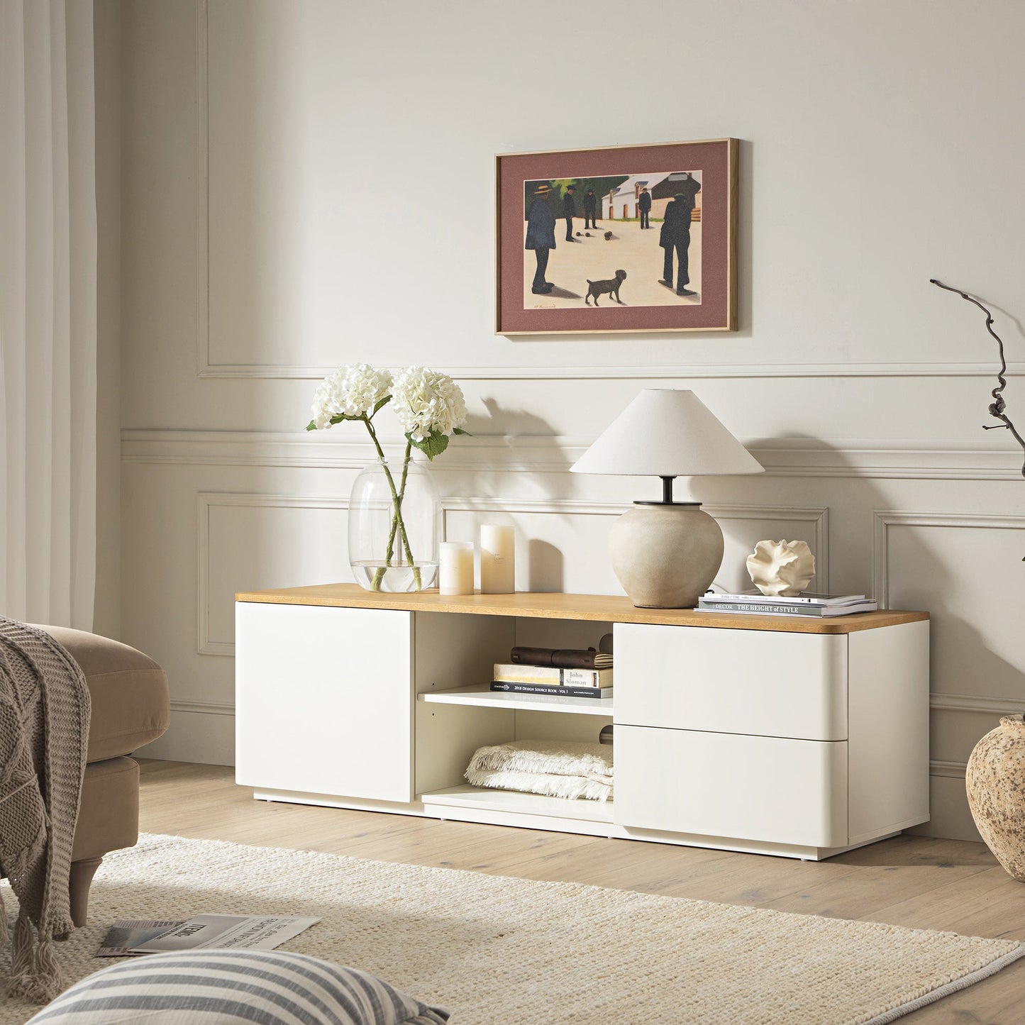 Agnes Curved Edge 150cm Wide TV Unit, White