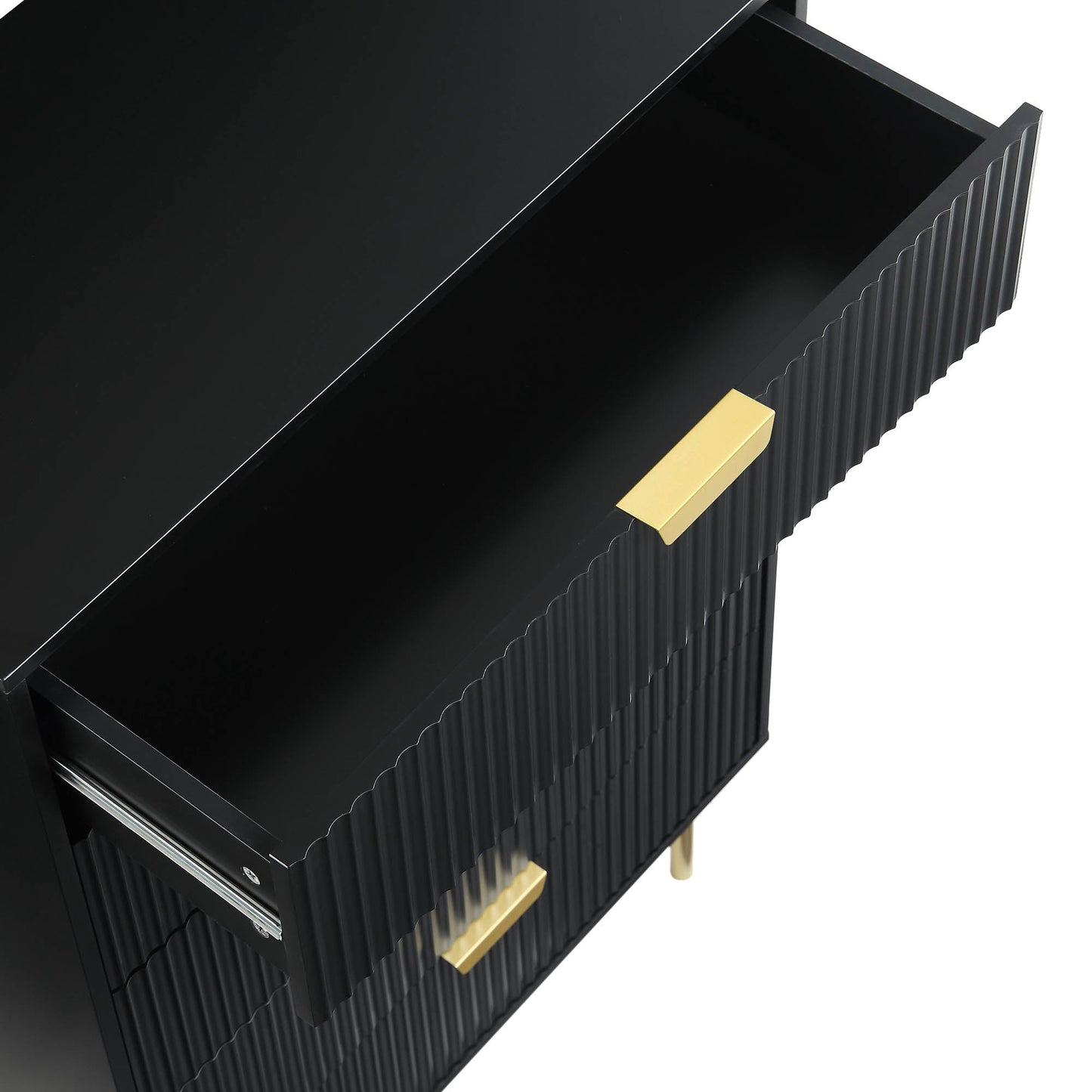 Richmond Ridged Chest of 5 Drawers, Matte Black