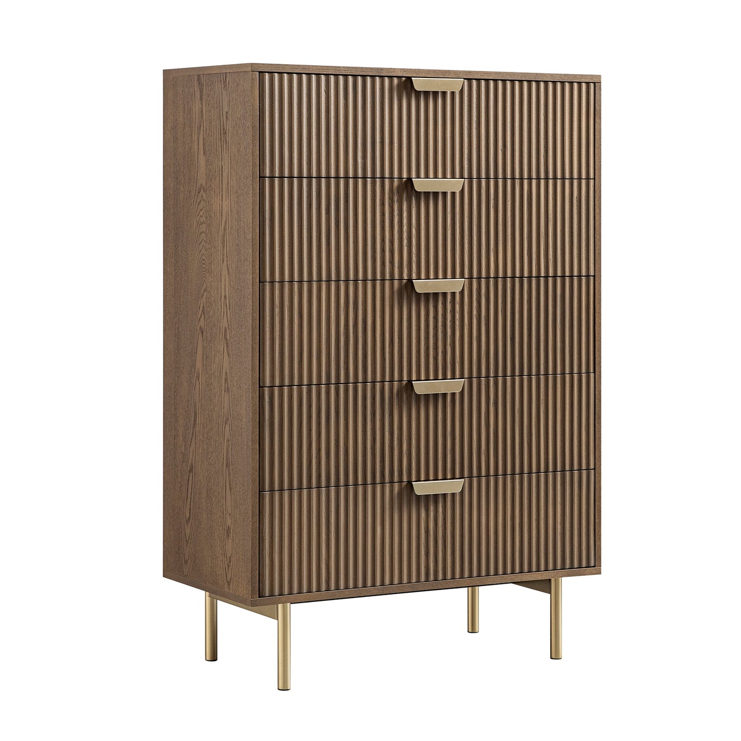 Richmond Ridged Chest of 5 Drawers, Dark Ash