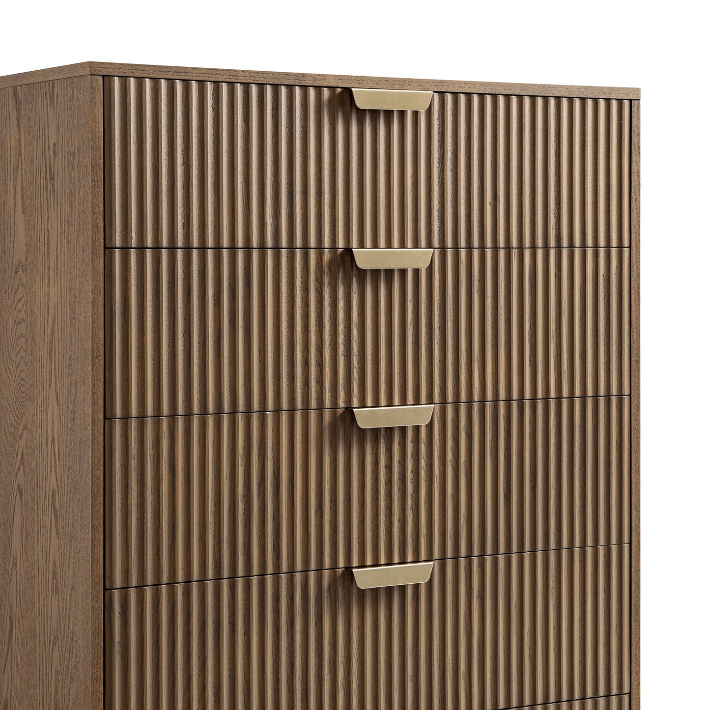 Richmond Ridged Chest of 5 Drawers, Dark Ash